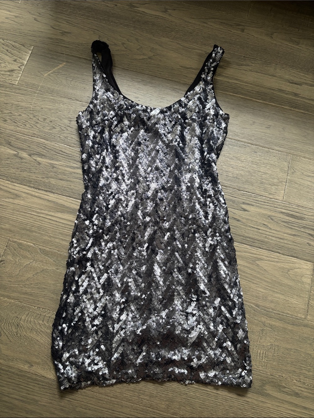 Guess by Marciano | Black and Silver Sequin Mini Dress Y2K 90’s Size Small
